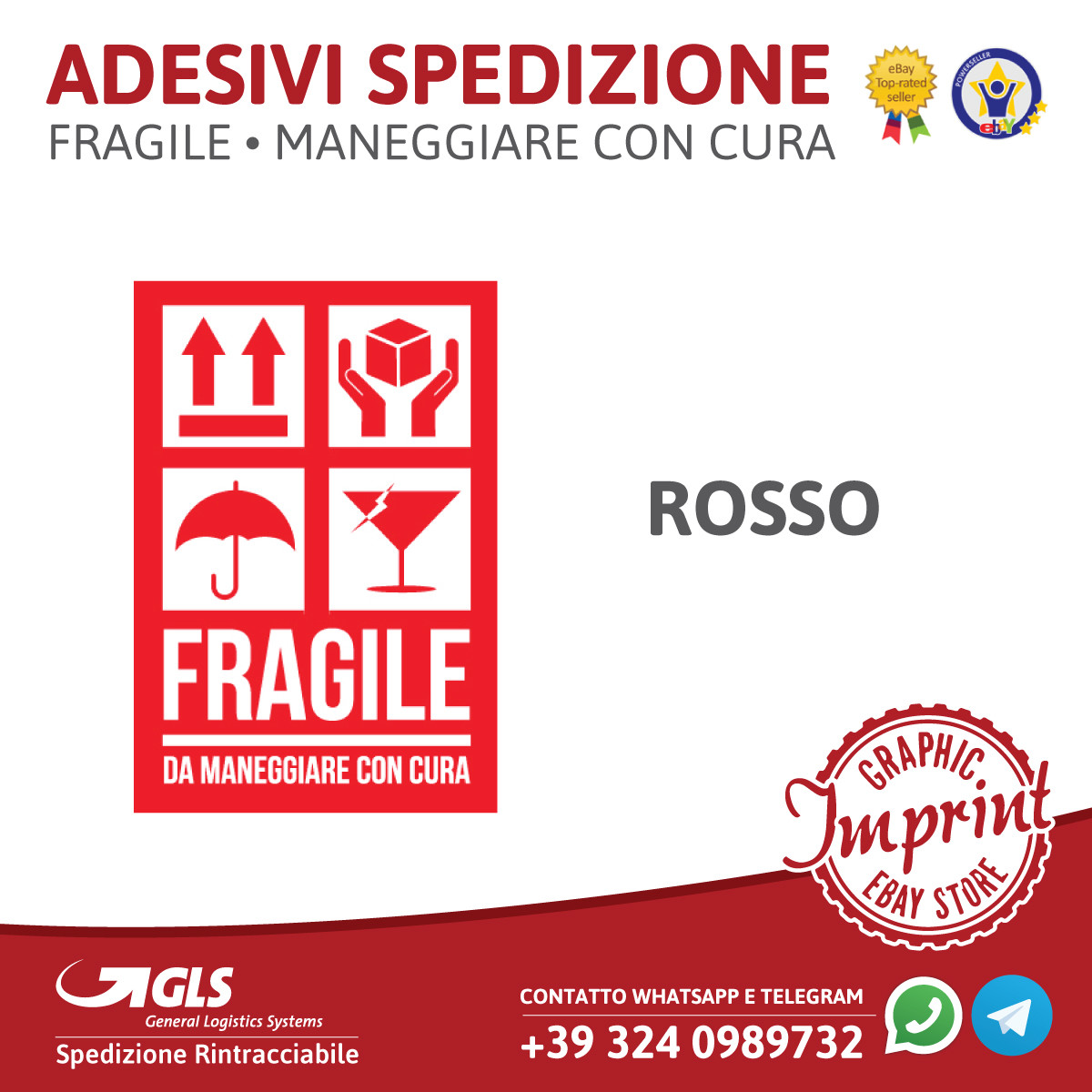 Adesivi Spedizione FRAGILE 4x6 Pollici – Rosso, 250 Pezzi, Maneggiare Con Cura, Etichette Adesive USA - copertina