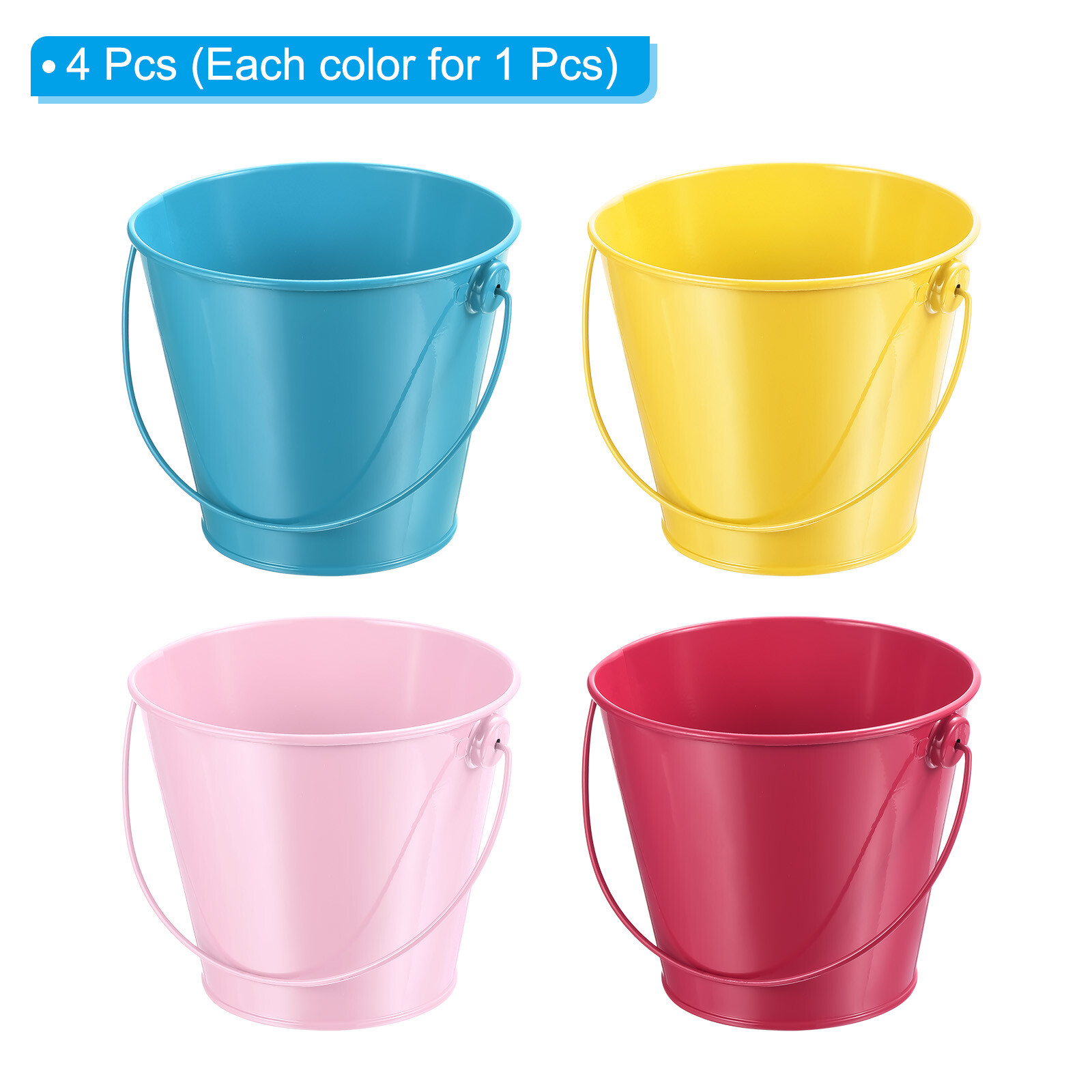 4Pcs Colored Metal Buckets Pencil Holder Bucket Plant Pot Baskets Assorted Color eBay
