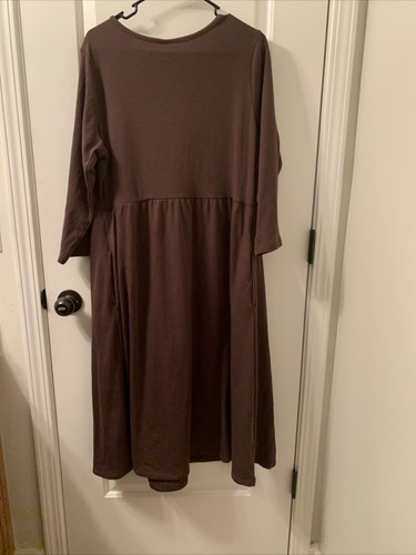 Isabel Maternity Brown 3/4 Sleeve Round Neck Long Dress with Pockets Choose Size - 第 7/10 張圖片