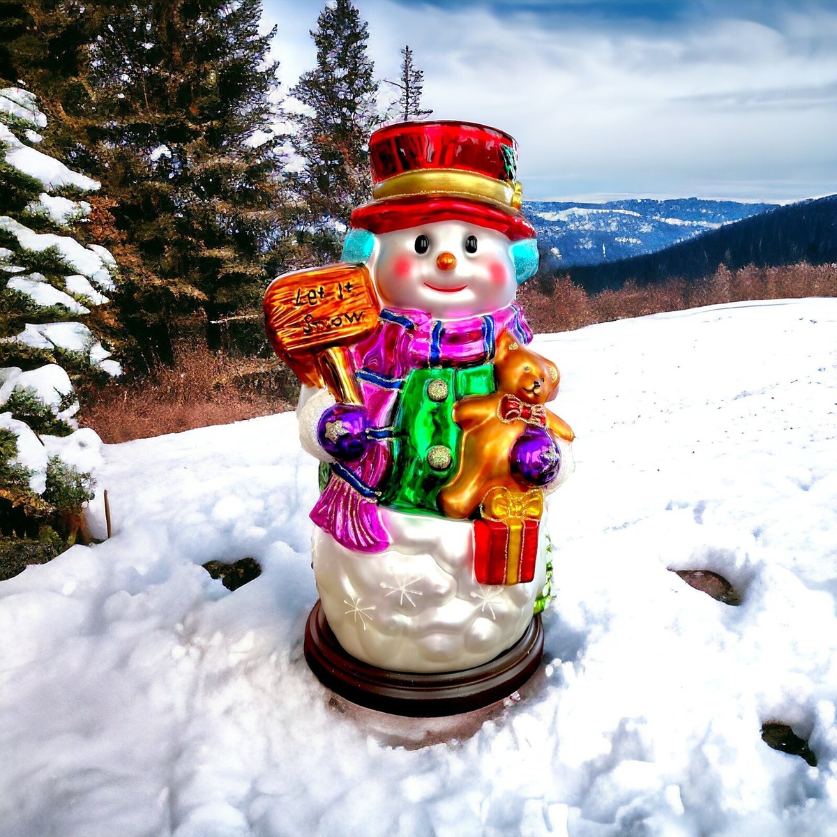 Thomas Pacconi Blown Glass 16” Snowman Christmas Large Figure