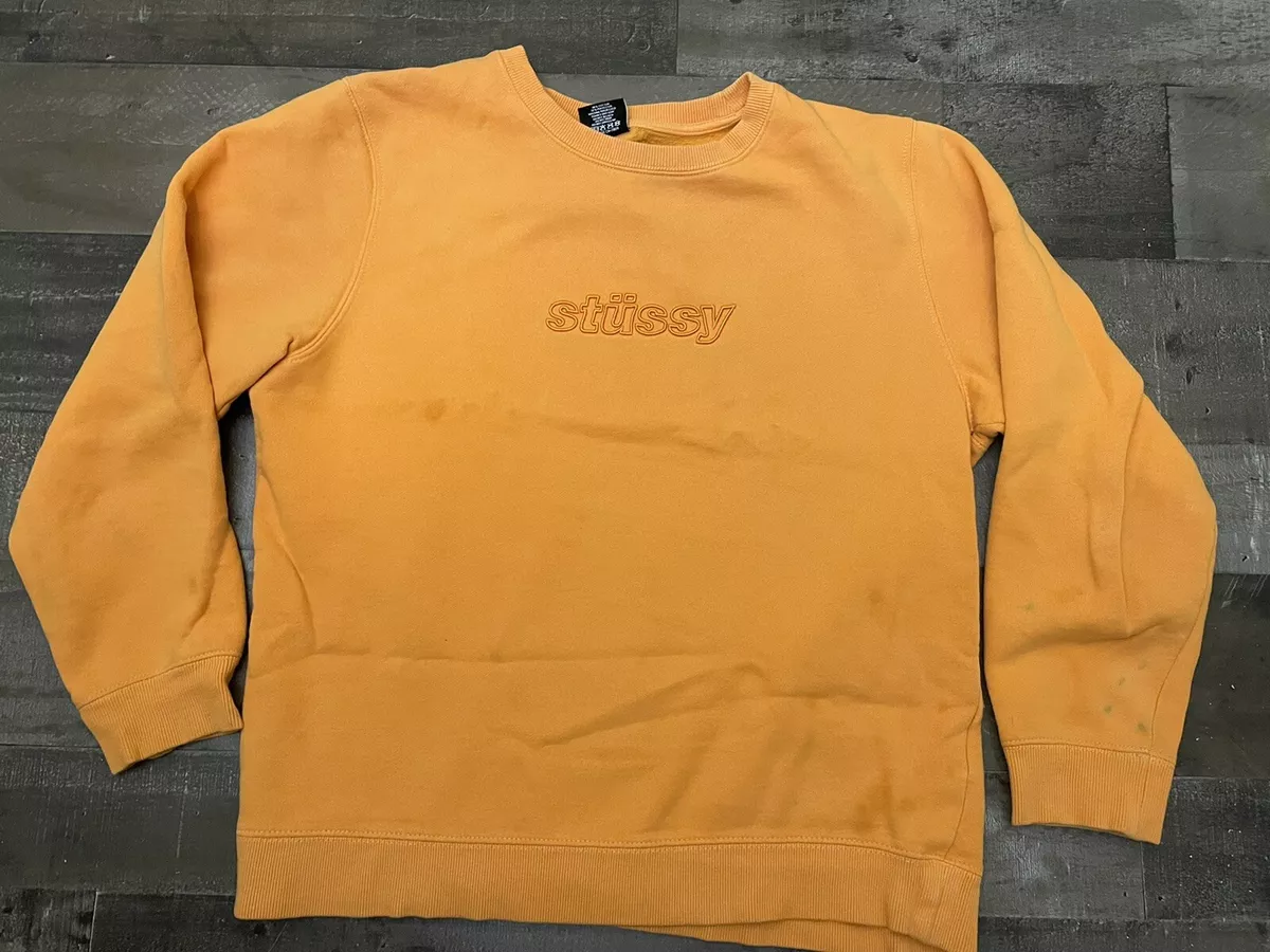 Vintage Stussy Orange Crewneck Sweatshirt Size M Center Embroidered