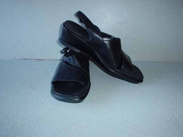 CLARKS 70838 sandalo tacco punta aperta cinturino nero scarpa pelle donna 7 M