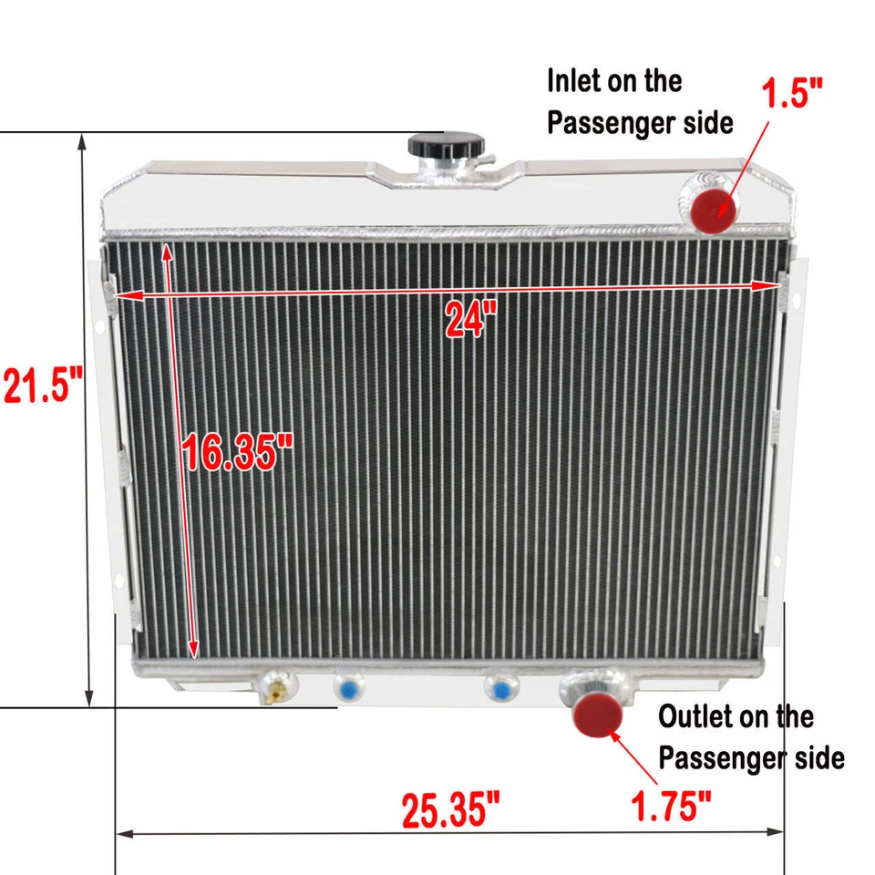 3-ROW Radiator+Shroud Fan For 1967-1970 1969 Ford Mustang,Mercury Cougar — 第 3/4 张图片