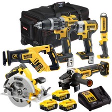 Dewalt 18V XR Brushless 6 Piece Combo Tool Kit 3 x 5.0Ah Battery Changer & Bag