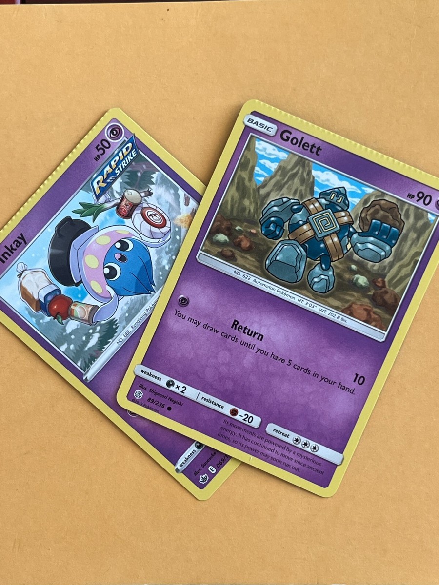 2x Crimped Pokemon TCG - Golett & Inkay - Errors - Near Mint - Free  Shipping