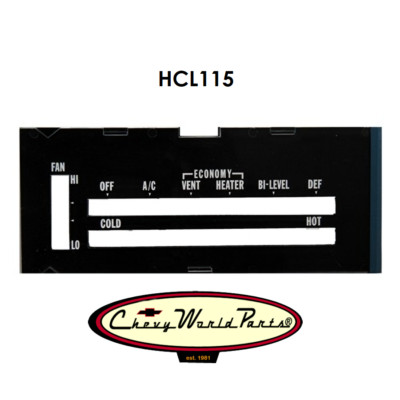 74 - 75 CAMARO HEATER CONTROL LENS WITH AC, WITH BACKING PAPER