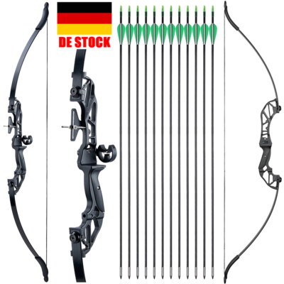 53'' Bogenschießen 20-55lbs Takedown Recurvebogen Set & Bogenvisier Pfeilauflage