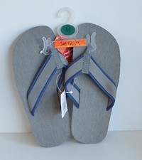 GRAY with NAVY Trim Sun FUSION Flip FLOPS Medium Sandals SHOES NEW Flex Sole