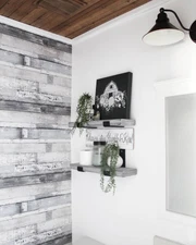 Norwall Modern Rustic Shiplap Plank Whitewashed Weathered Beachwood Wallpaper 