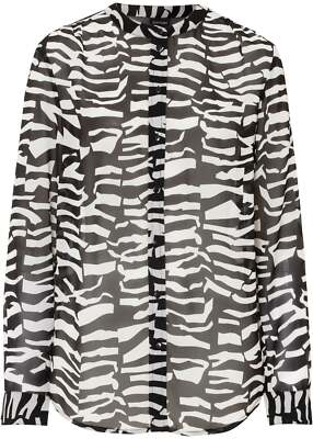 Chiffon-Bluse Gr. 44 Wollweiß/Schwarz Zebra Damenshirt Chiffon-Shirt Neu
