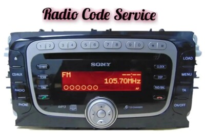 FORD RADIO CODE SERVICE GALAXY FOCUS MONDEO SMAX TRANSIT SONY STEREO DAB CD