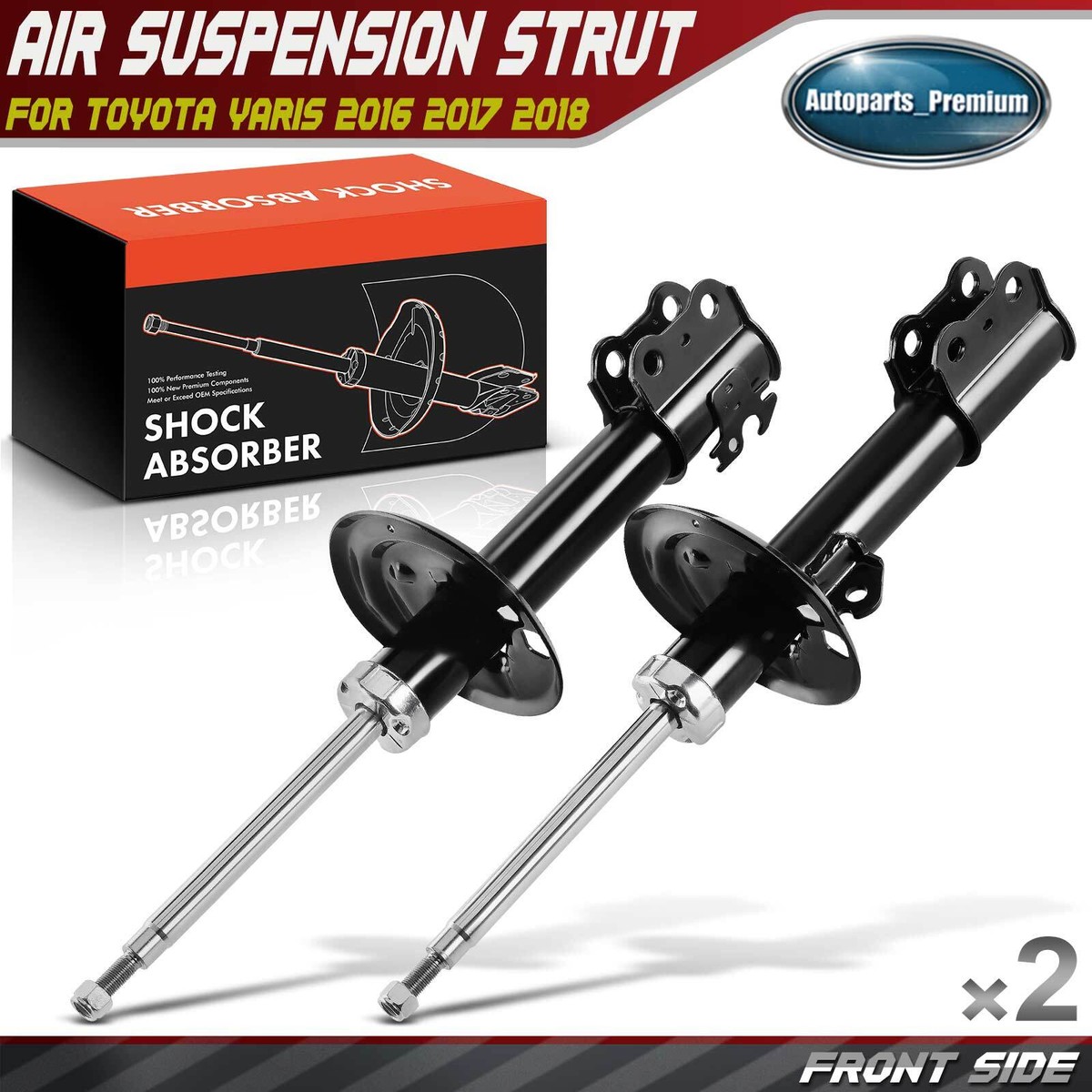 2x Front Driver & Passenger Side Shock Absorber for Toyota Yaris