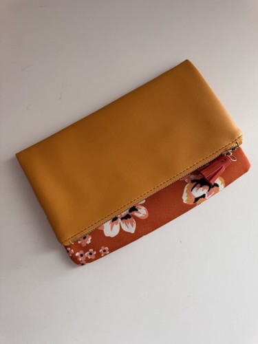 Rachel Pally Fold Over Clutch Bag Anthropologie Purse Reversible Orange Foral - Picture 2 of 9