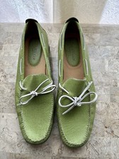 COLE HAAN Loafers Leather Green Sz 8 B Rubber Non Slip Sole Brazil New