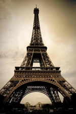 Eiffel Tower Paris France Sepia Photo Photograph Poster 16x24