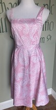 6 Paisley Pink & White Sundress square-neck Glossy Cotton Stretch Sleeveless