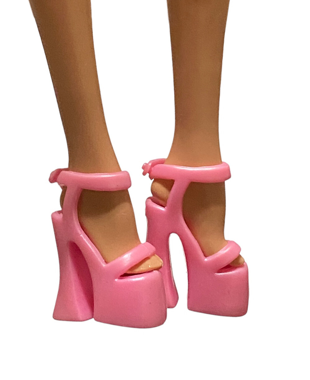 Barbie Doll Shoes ~ Platform Ankle Strap, Pink Chunky Heel Sandals | eBay