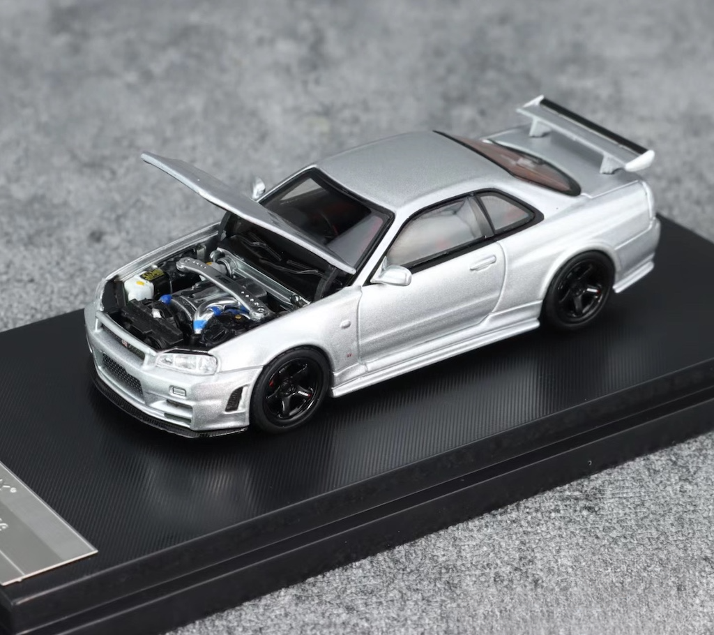 MH 1:64 Silver JDM Skyline GTR R34 Z-Tune Sports Model Diecast