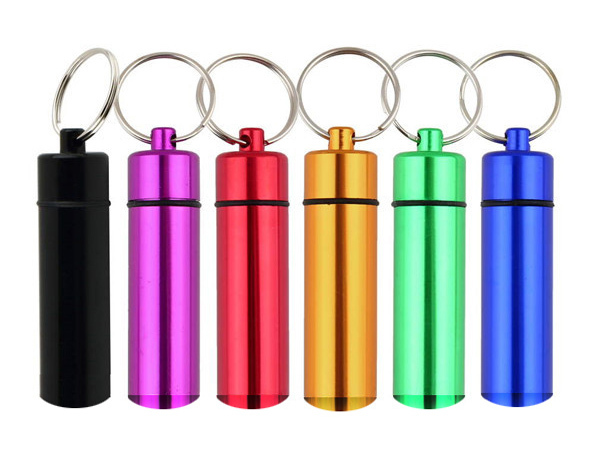 (Lot of 6) Colorful Travel Medicine Pill Bottle Key Rings 14