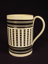 EXTREMELY RARE 1800 MACHINE CHECKED TANKARD BLACK MOCHA MOCHAWARE PEARLWARE MINT