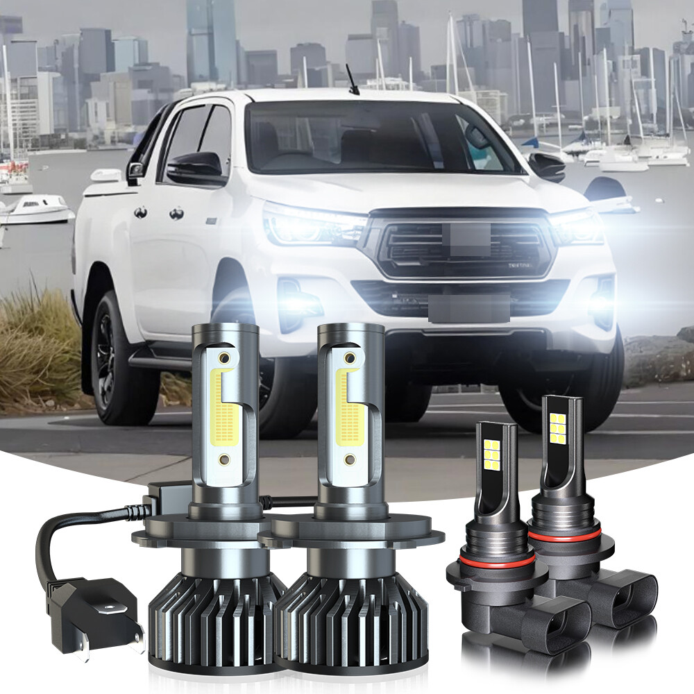 For Toyota Hilux 2004-2019 Pair 6000K LED Headlights Hi/Lo Beam Fog Light Bulbs