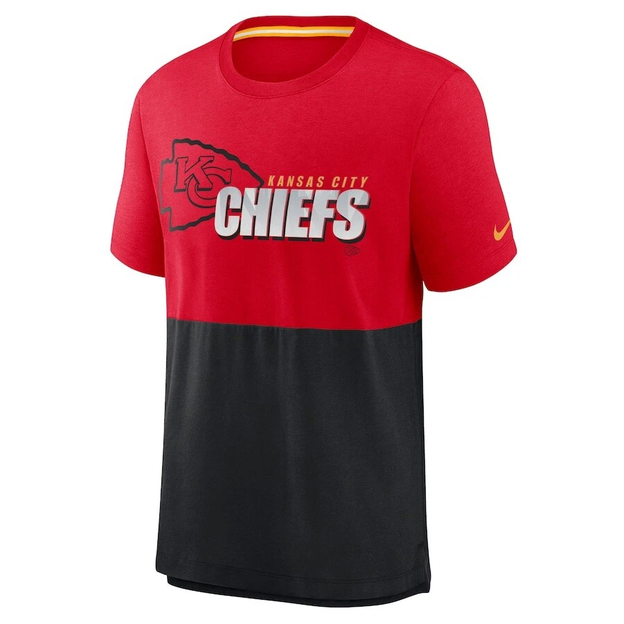 Nike Men's Kansas City Chiefs Fan Gear Colorblock Tri Blend Jersey Shirt  Large L