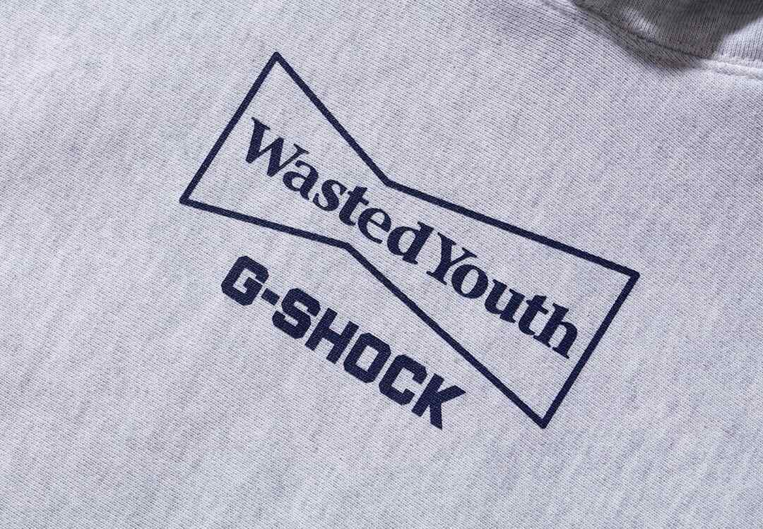 Wasted Youth x G-SHOCK Collaboration Printed Hoodie Tulip Gray pullover New