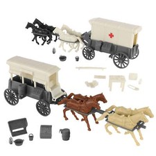 BMC CTS American Civil War Ambulance Square Top Plastic Figure Horse Wagon Cart