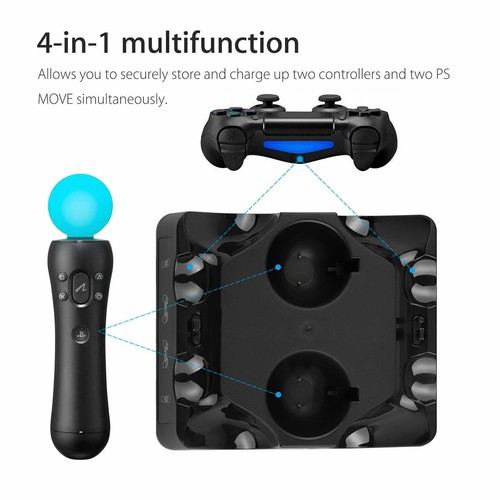 4 in1 Controller Charger Dock Station Stand LED For Play Station PS4/MOVE/VR NEW - Picture 2 of 8