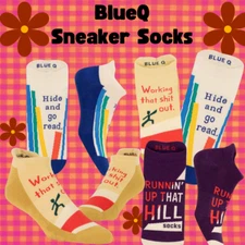 BlueQ Funny Unisex Sneaker Socks in Hilarious Designs, Small/Medium Large/XLarge