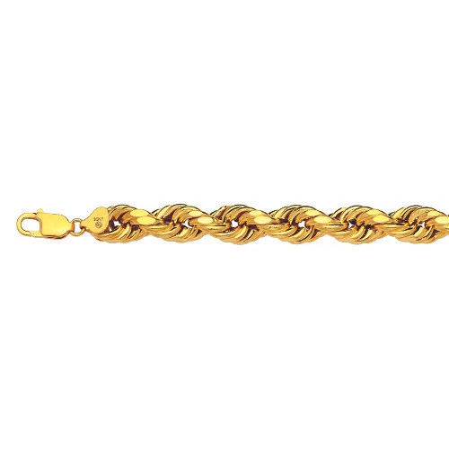 Collar de cadena de cuerda de corte en D de oro amarillo de 14k de 2 mm-10 mm tamaño 16"-30" hueco Foto 3 de 3