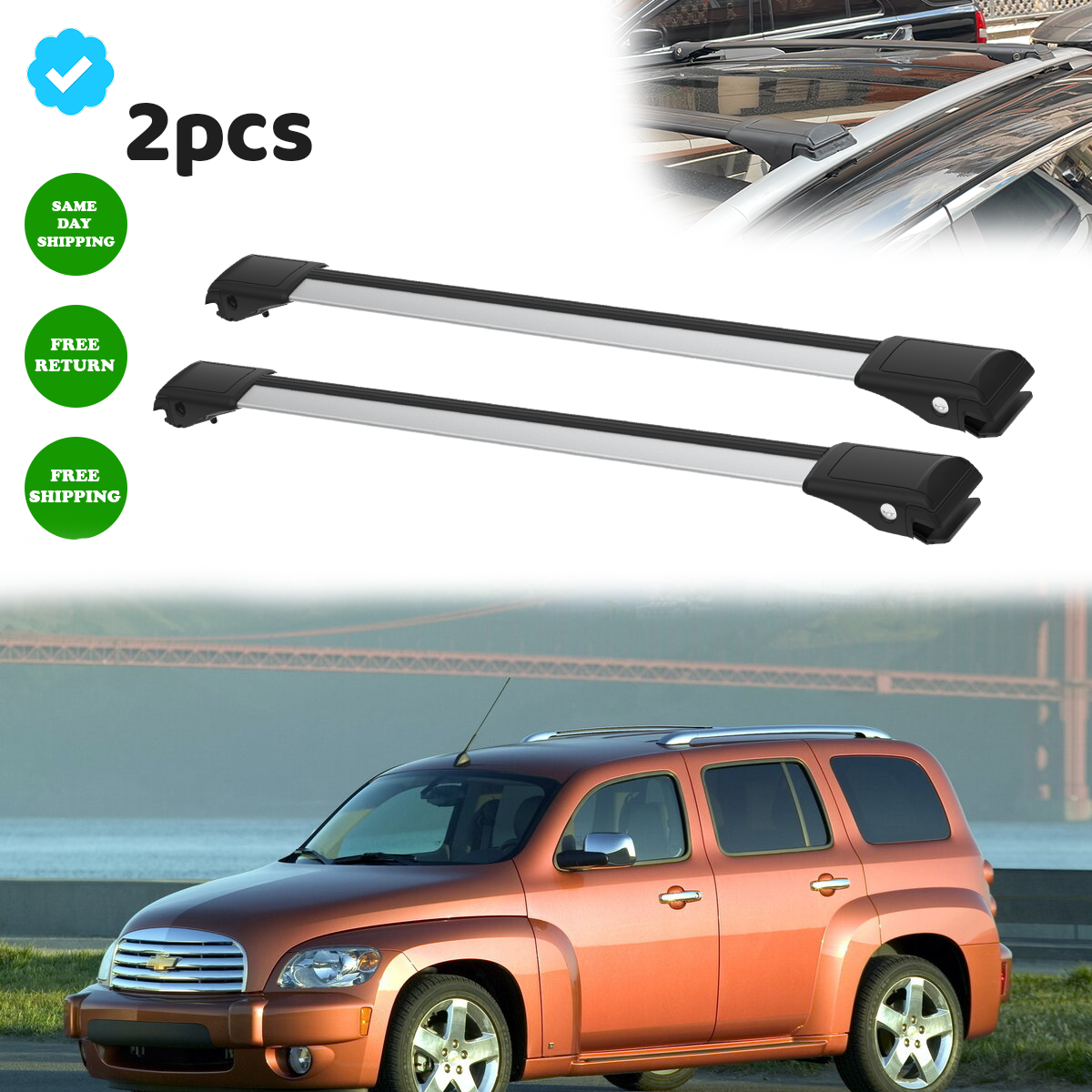 Fit Chevrolet HHR 2005-2011 Roof Rack Cross Bars Silver Carrier