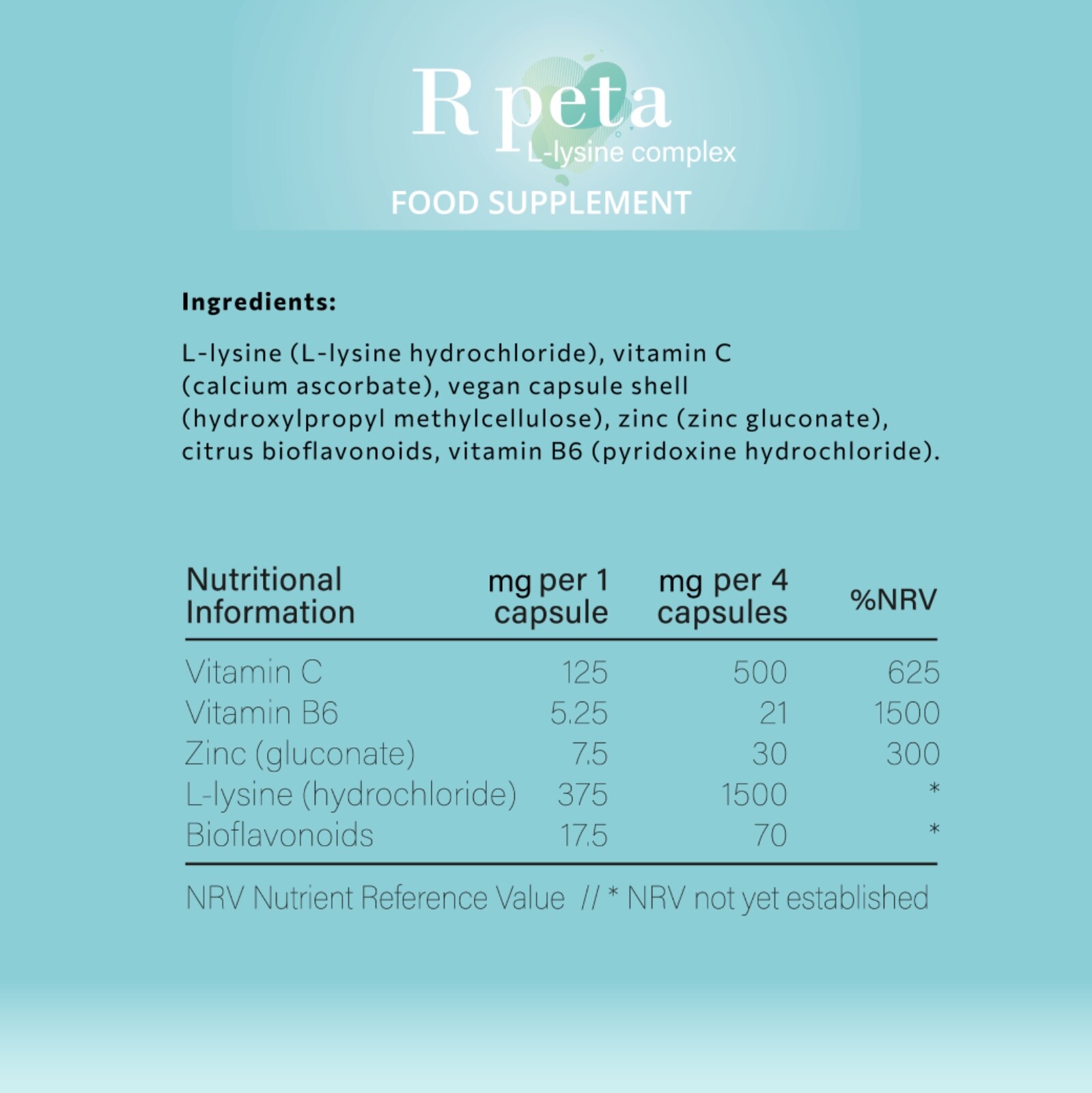 R Peta LLysine Complex with Vitamin B6, Vitamin C, Zinc, 60 Capsules eBay