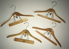 Set of 4 Vintage Setwell Combination Wooden Suit Hanger Heavy Duty 17.5  USA