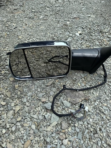 2013-2018 Dodge Ram 2500 Heated Tow Mirror LH Driver Chrome #68416903AA Damaged
