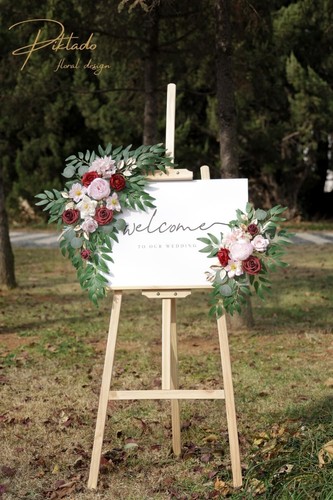Vielseitiger Kunstblumen Swag 2er Set - A-Burgund Rosa Hochzeit Dekor Essentials - Bild 5 von 10