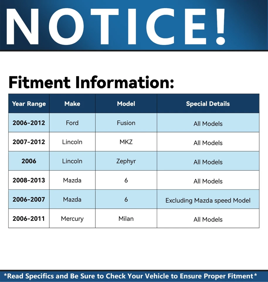 Front Disc Rotors Ceramic Brakes Pads for 2006 - 2012 Fusion 6 MKZ Zephyr Milan - Image 2 of 4
