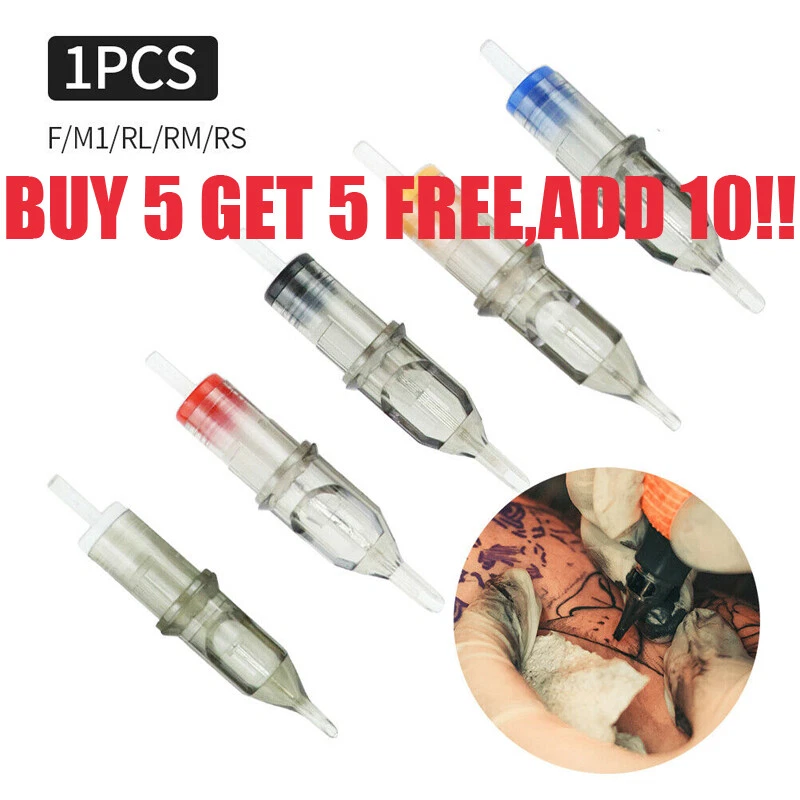 1Pc Tattoo Cartridge Needles Disposable Safely Round Liner Shader RL,RS,RM,M1,F