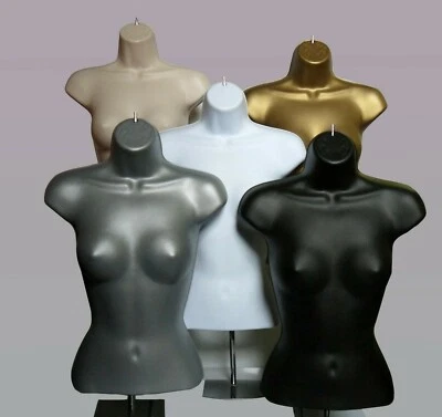 FEMALE MANNEQUIN FREESTANDING 3QTR BODY FORM TOP TABLE WITH ROUND STAND NI