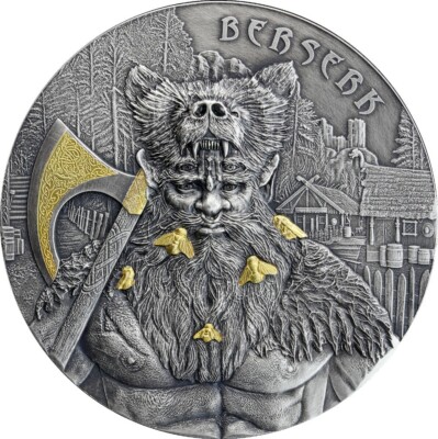 2019 2 Oz Silver 10 Mark Germania THE WARRIORS BERSERKER High Relief Coin.