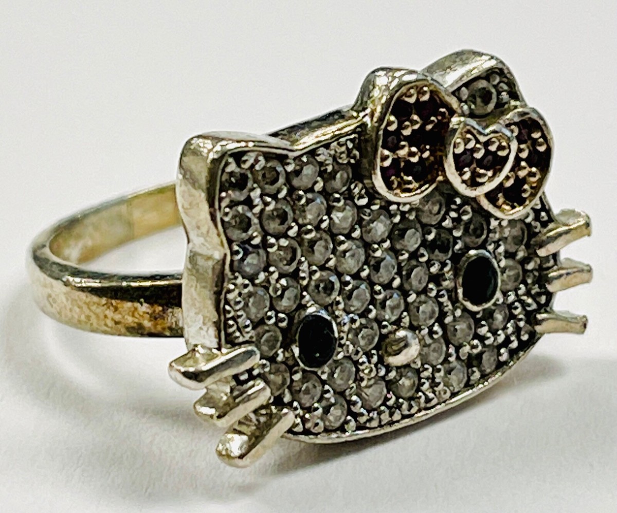 Samco Hello Kitty CZ Cubic Zirconia Kitten Ring 925 Sterling