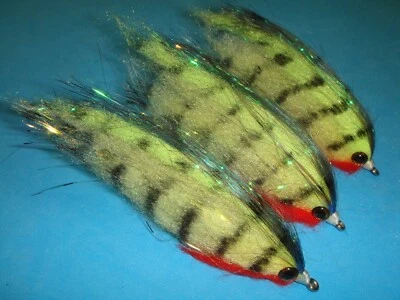 PLANET FLY FISHING FLY FISHING FLIES - BABY PEACOCK BASS Streamer Flies size #3/0 (3 pcs.)
