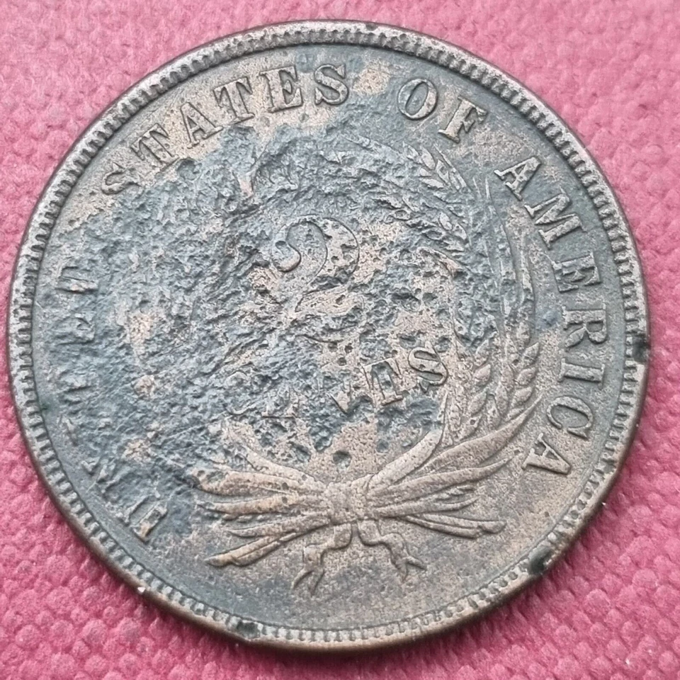 1871 Two Cent Piece 2c High Grade AU UNC Details #29462 - Image 2 of 2