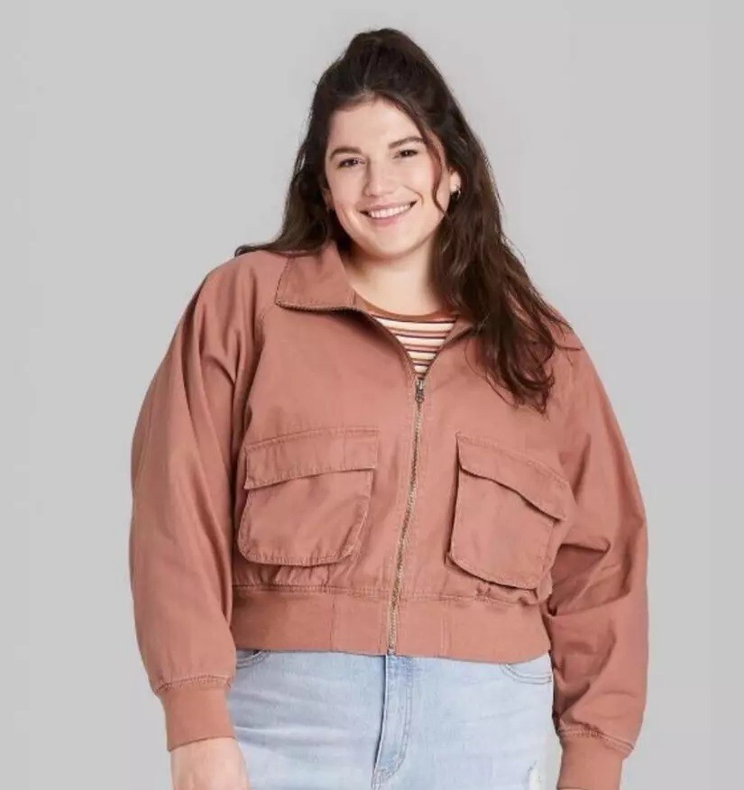 Wild Fable Cropped Jean Jacket Plus Size Wild Fable Denim Floral