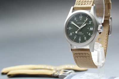 [Near MINT] Hamilton Khaki Grün Handaufzug Datum 33mm 000094 Herrenuhr