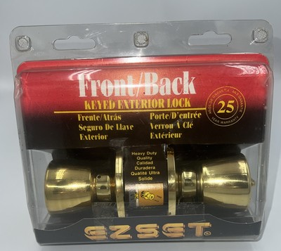 Vintage EZ Set Gold Front/Back Keyed Exterior Lock New In Package NOS