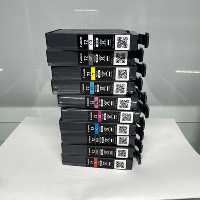 Empty/Used Full Set GENUINE Canon PGI-72 Pixma Pro-10 Ink Cartridges-For Refill