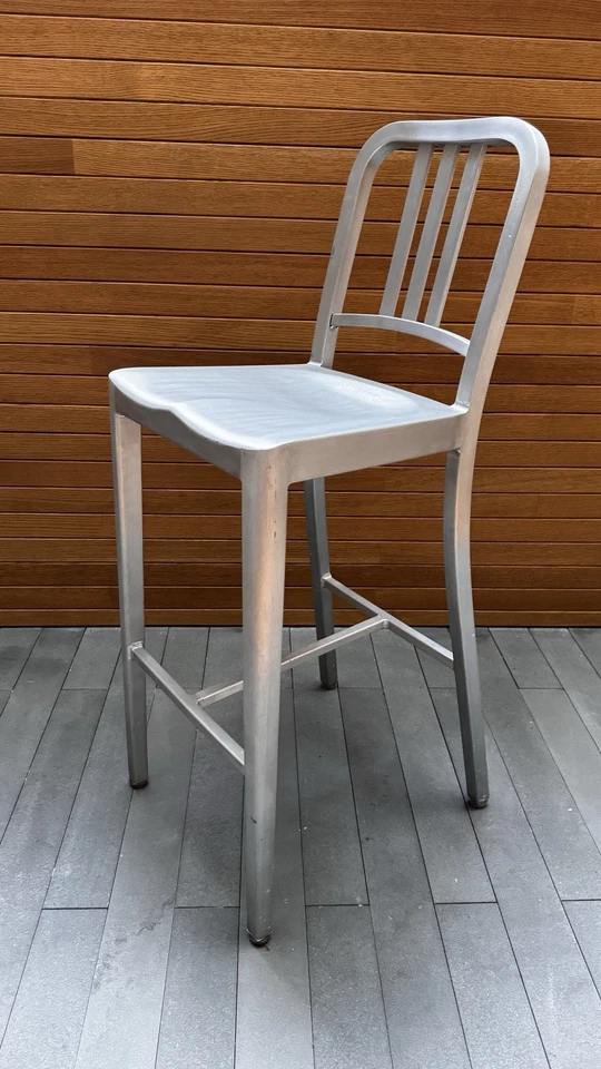 Emeco Navy Bar Height Stool in Brushed Aluminum, Model 1006 X 2 - Image 2 of 4