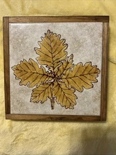 Decorative Italian Wall Plaque GOLDEN LEAF Trivet Frame Art Santerno IMOLA