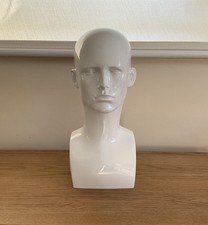 PVC Gloss White Mannequin Male Head Display Hats / Wigs 38cm Tall